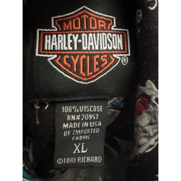 Harley Davidson Mens Vintage Black All Over Motorcycles Print Button Up Shirt XL - Picture 8 of 9